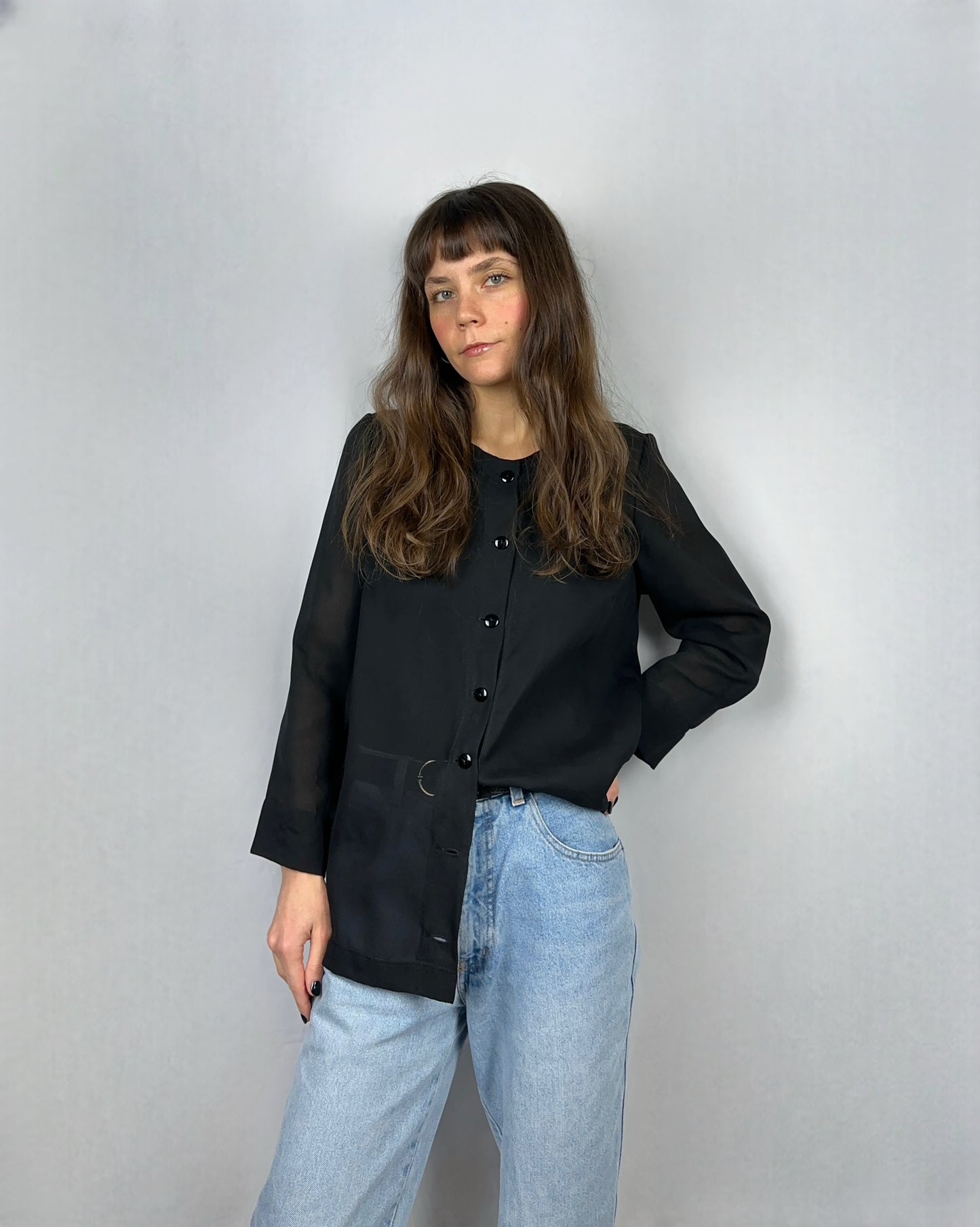 Camicia nera trasparente
