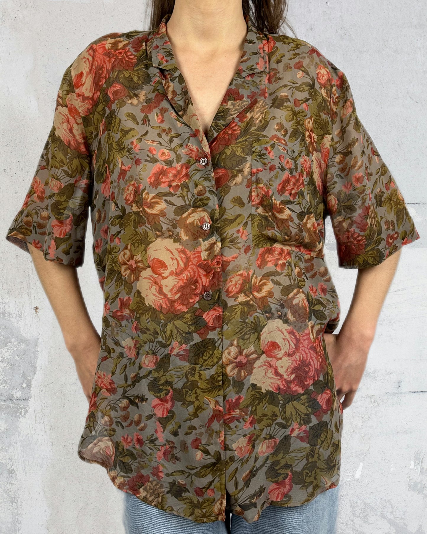 Camicia trasparente in pura seta