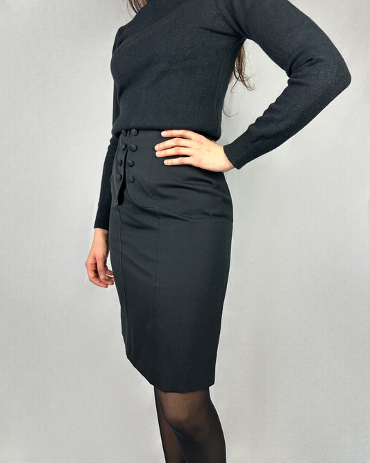 Gonna bottoncina in misto lana