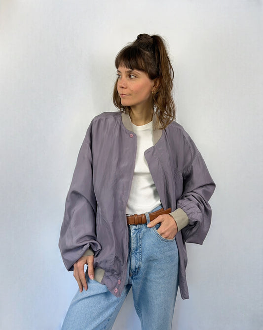 Bomber lilla in pura seta