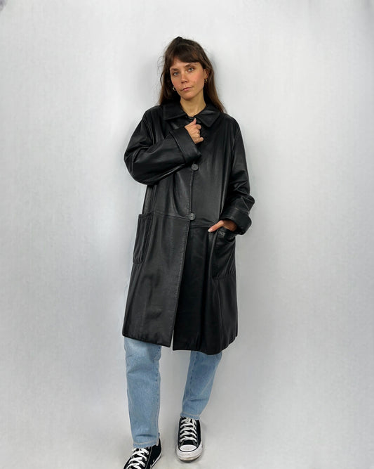 Trench morbido in vera pelle