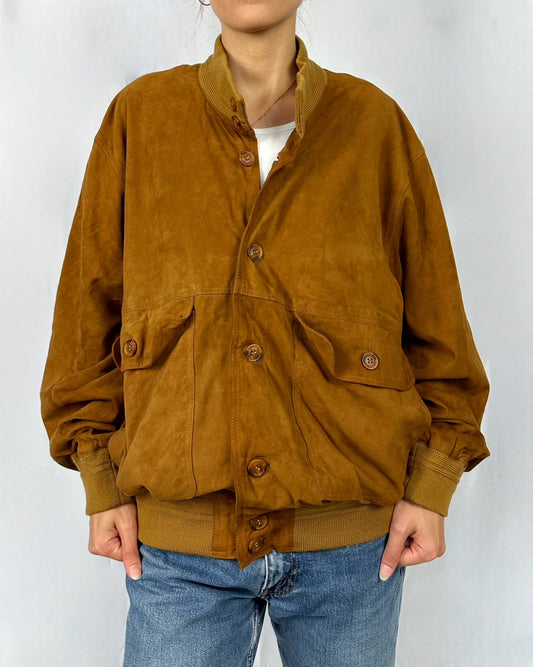Bomber in suede