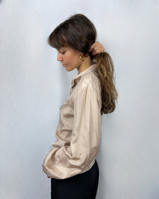 Camicia ricamata in pura seta