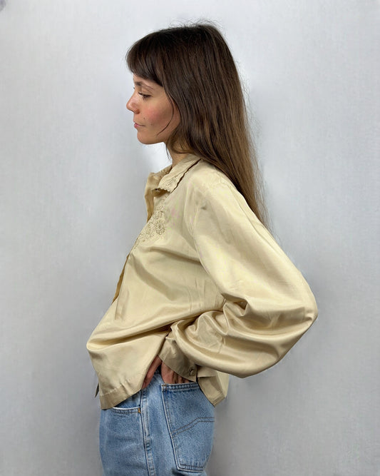 Camicia ricamata in pura seta