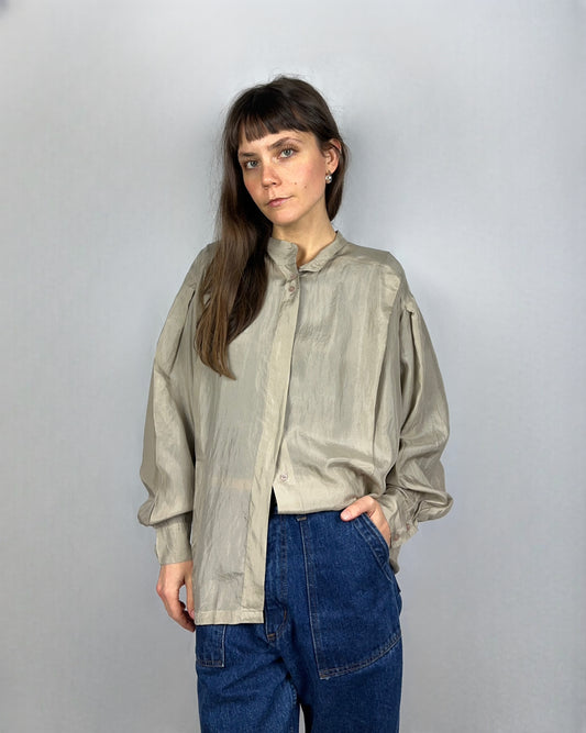 Camicia beige in pura seta