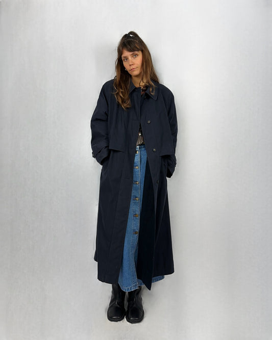 Trench blu scuro imbottito