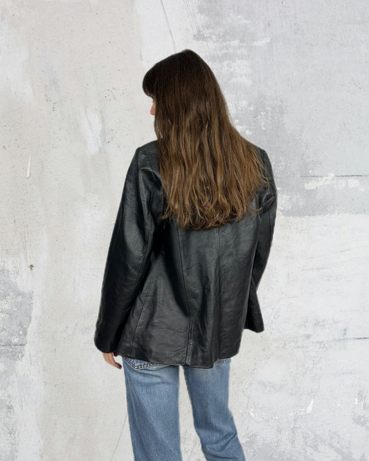 Blazer essenziale in vera pelle