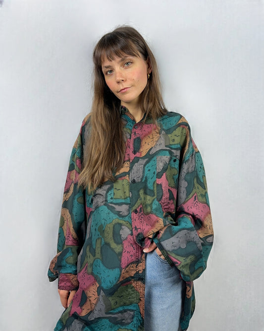 Camicia astratta in pura seta