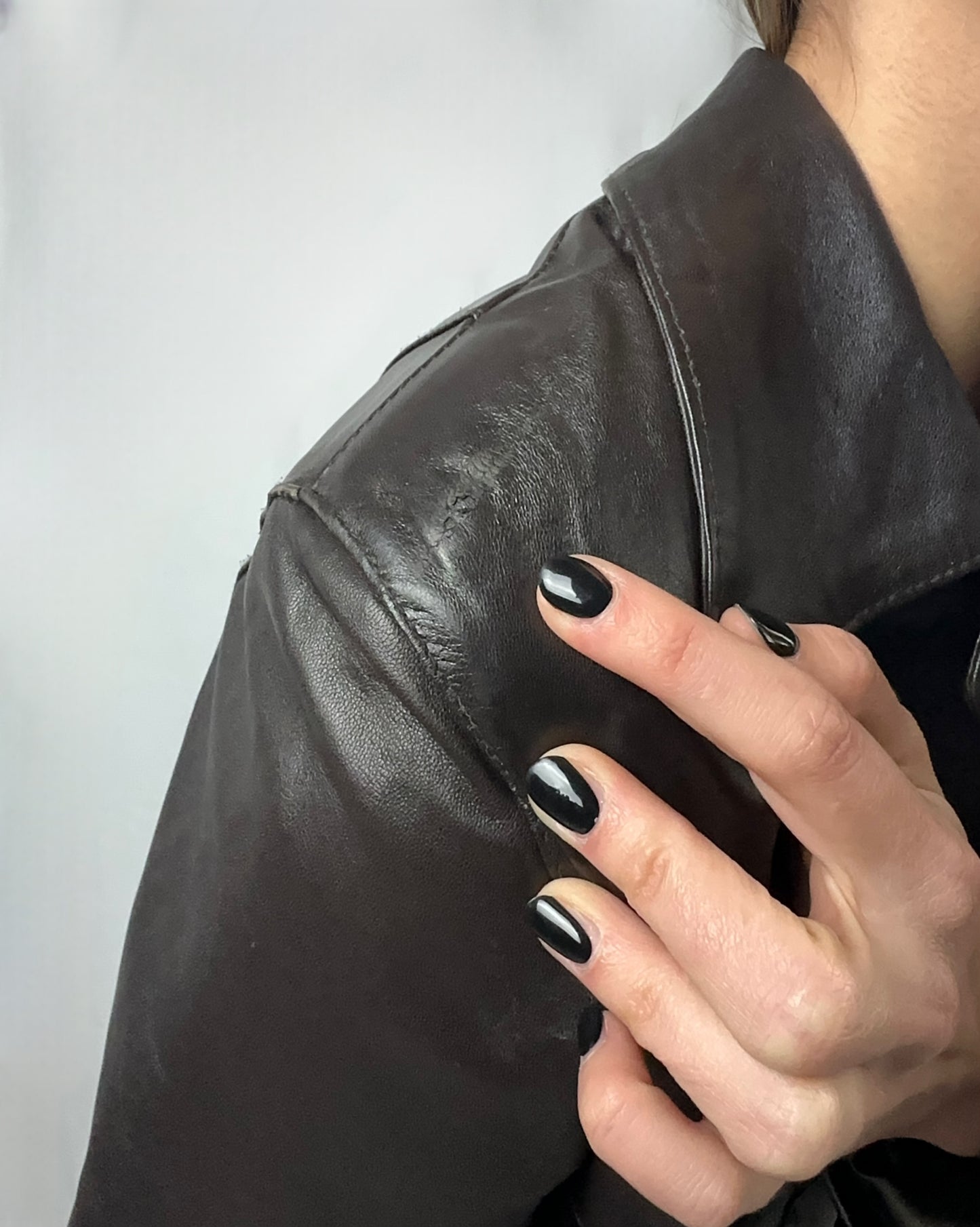 Giacca in vera pelle marrone (con piccolo difetto)