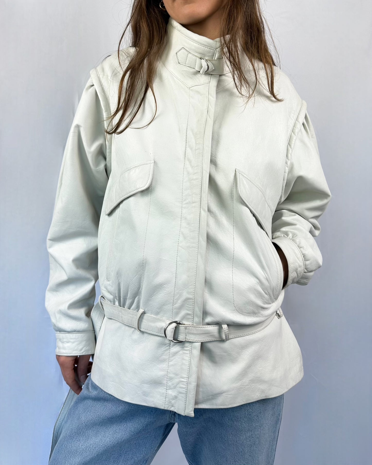 Giacca in vera pelle bianca