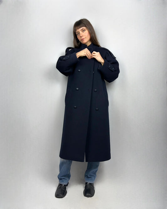 Cappotto dolcevita blu navy