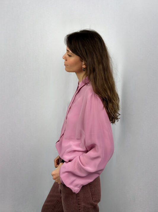 Camicia in pura seta rosa