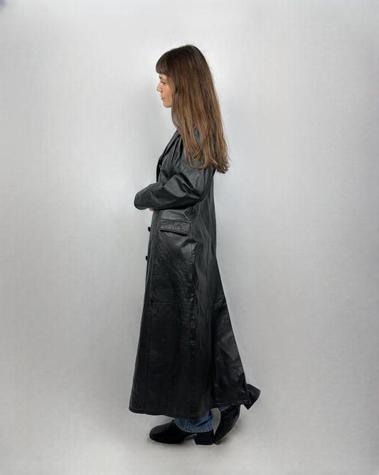 Trench lunghissimo in vera pelle