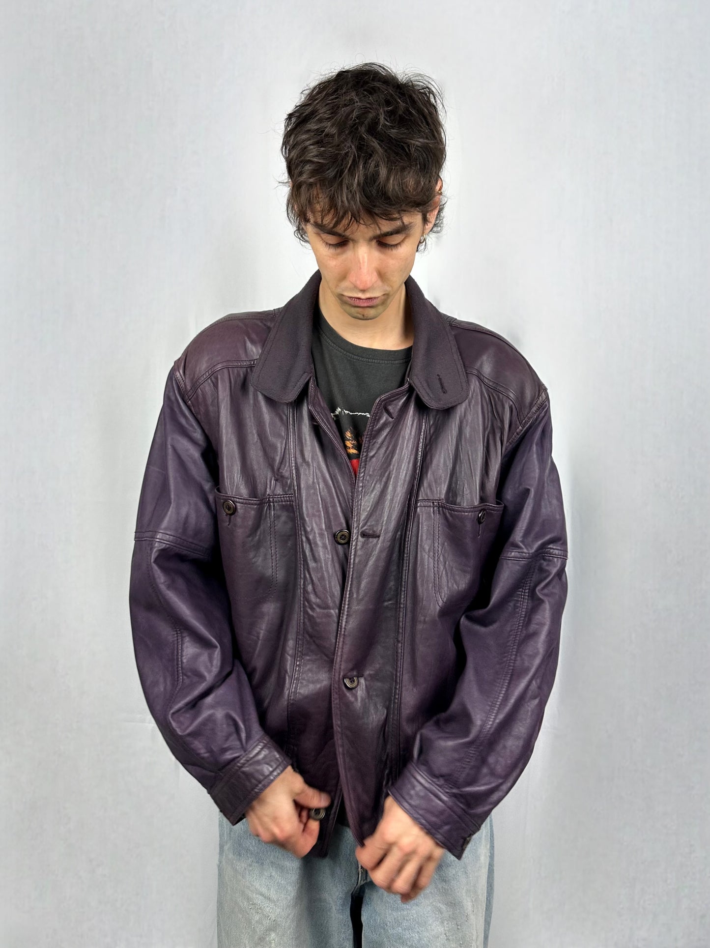 Bomber prugna in vera pelle