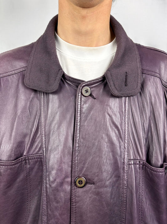 Bomber prugna in vera pelle