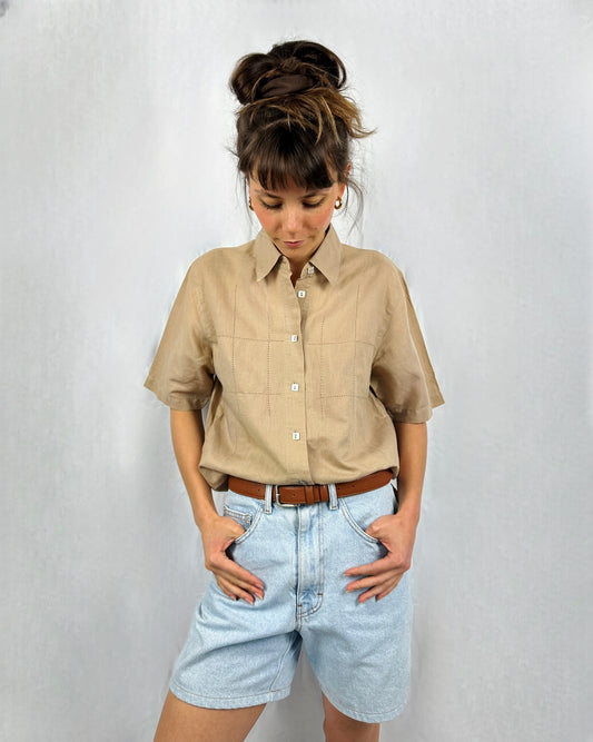 Camicia beige in puro lino