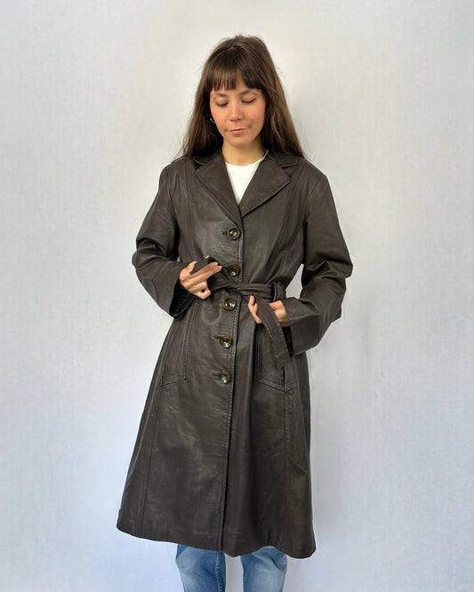 Trench cioccolato in vera pelle Nadia Nardi