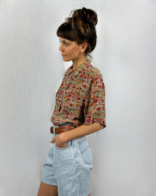 Camicia in pura seta a fiori