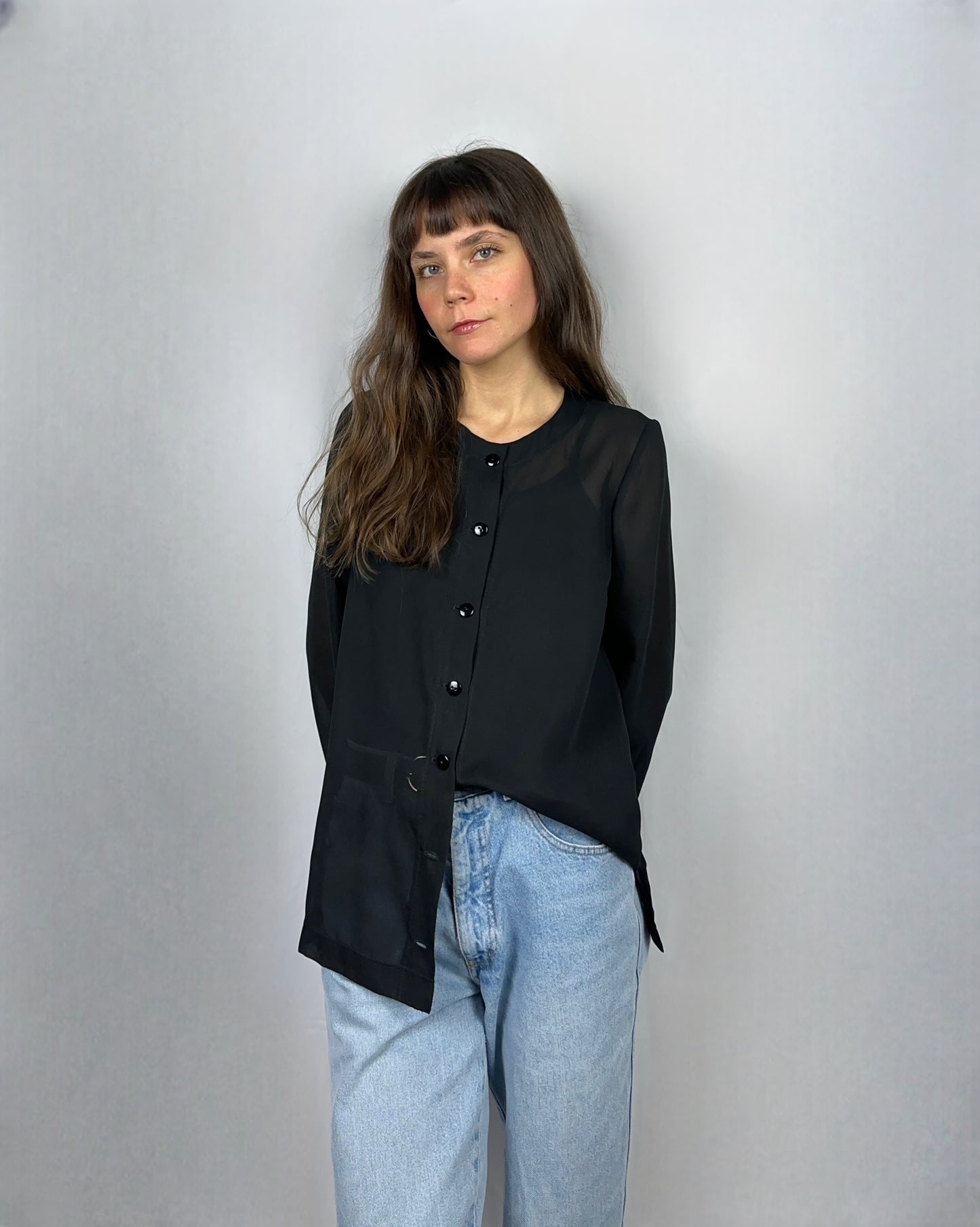 Camicia nera trasparente