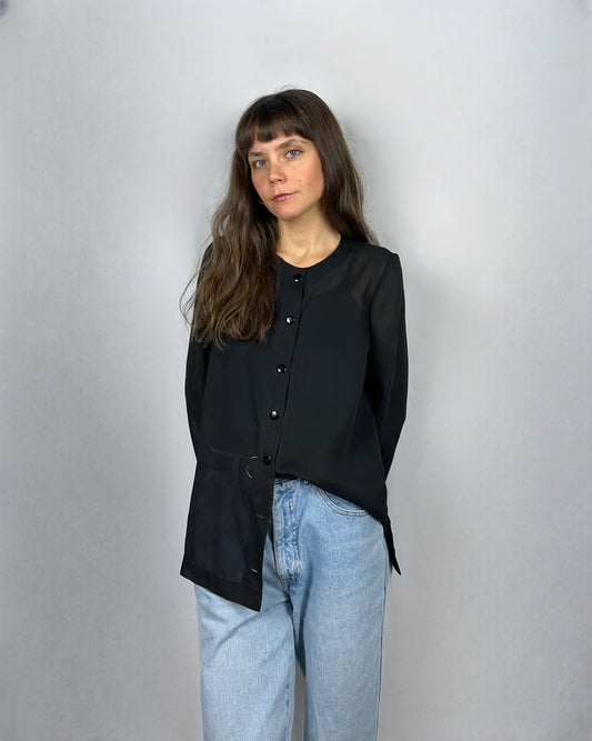 Camicia nera trasparente