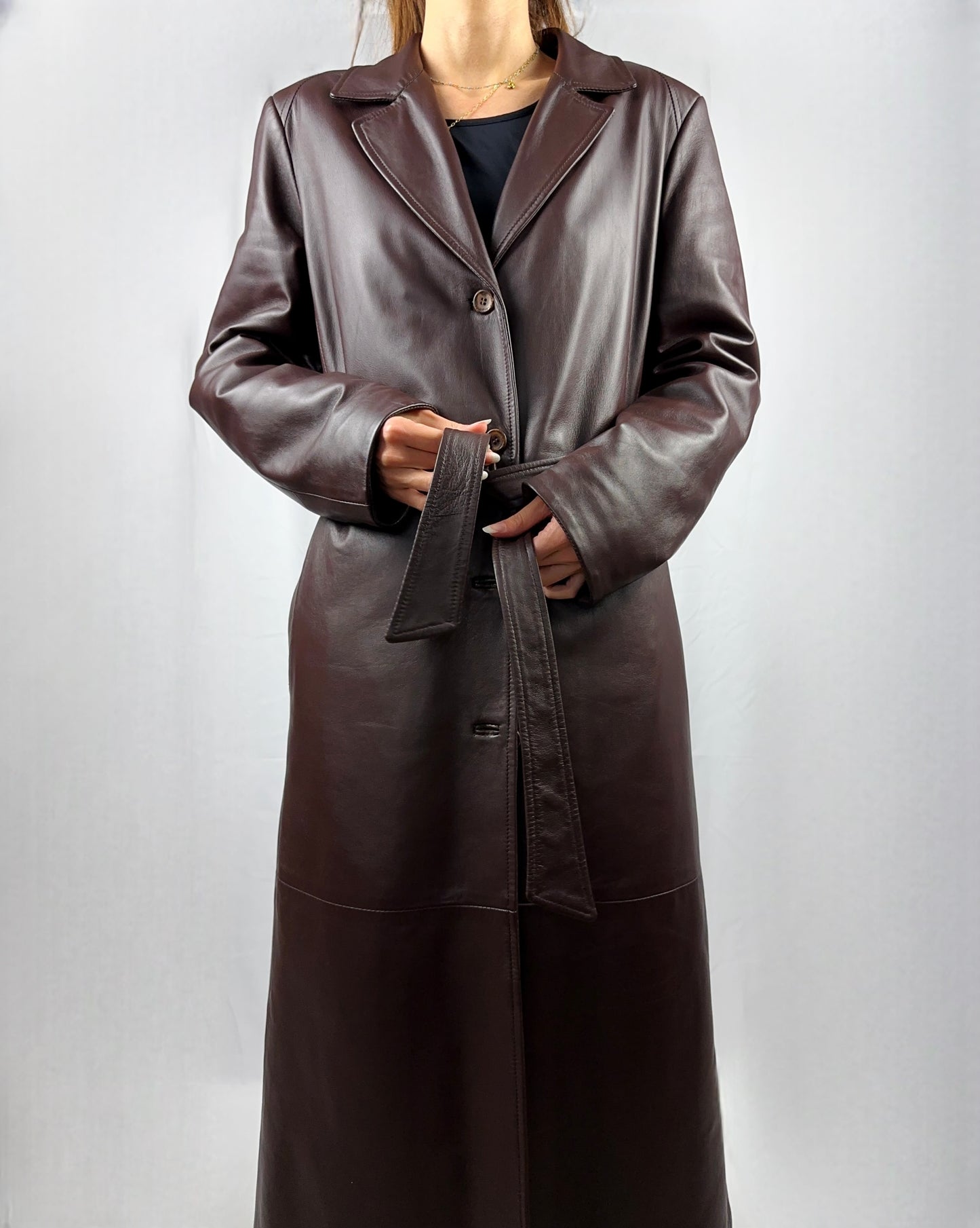 Trench cioccolato in vera pelle