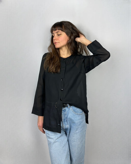 Camicia nera trasparente