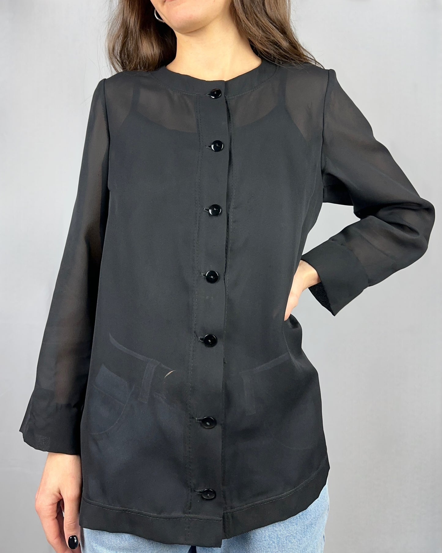 Camicia nera trasparente