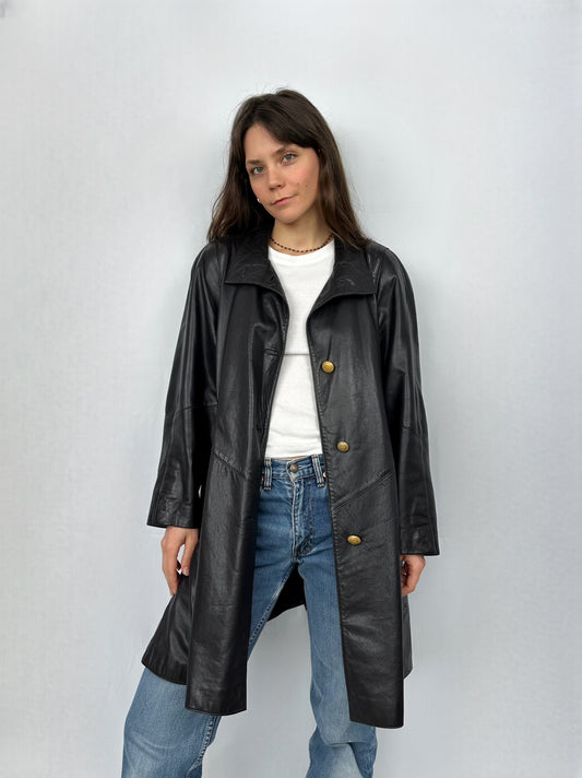 Trench in vera pelle viola scuro