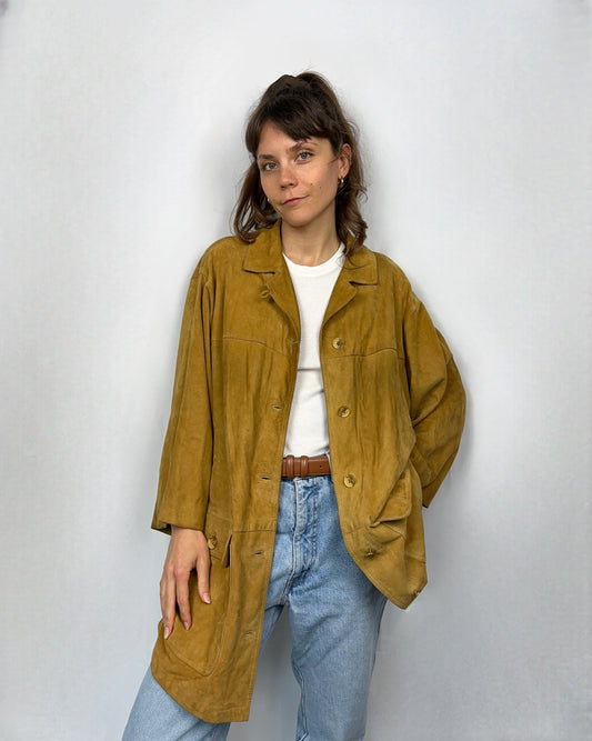 Giacca in suede caramello