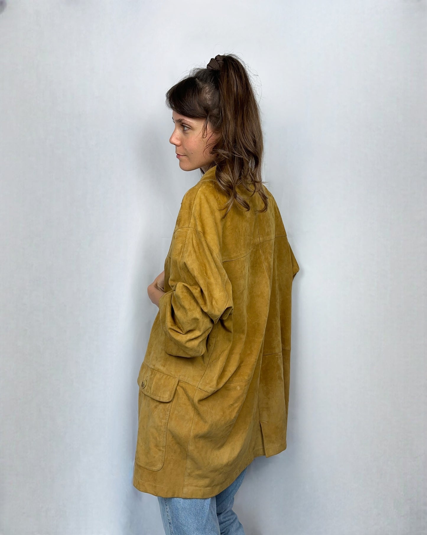 Giacca in suede caramello