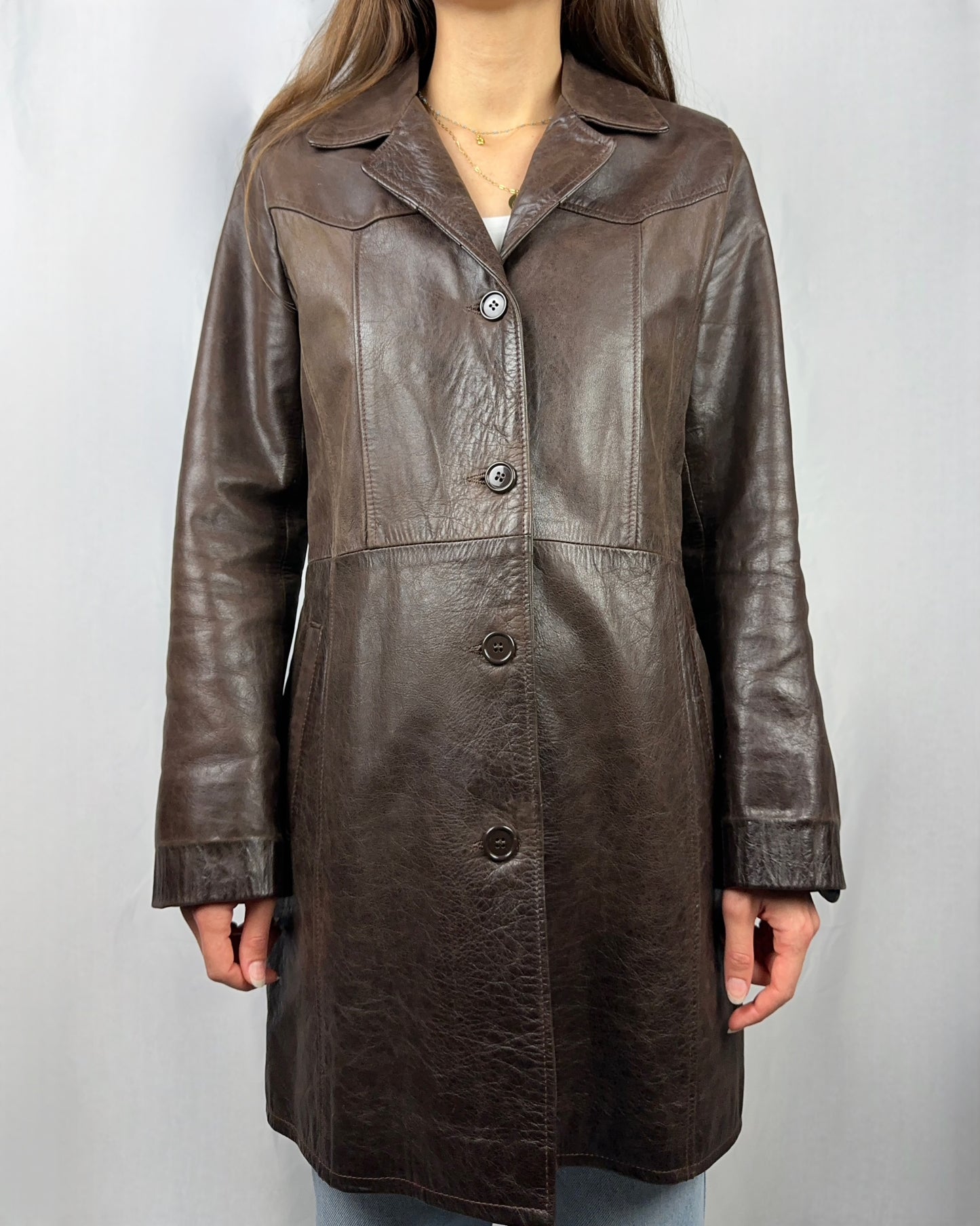 Trench in vera pelle brown