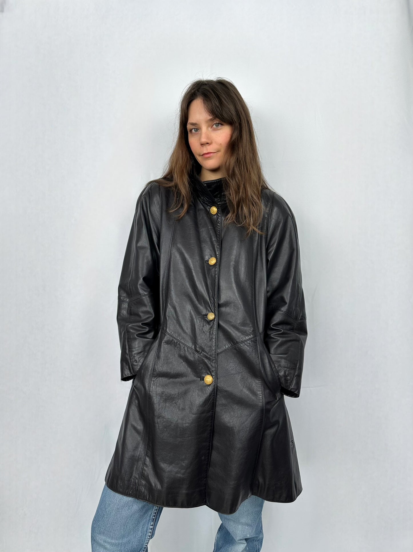 Trench in vera pelle viola scuro