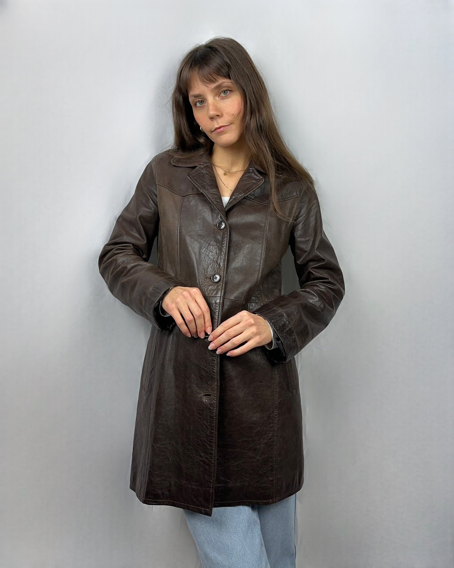 Trench in vera pelle brown