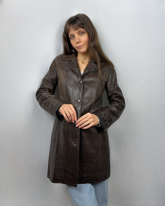 Trench in vera pelle brown