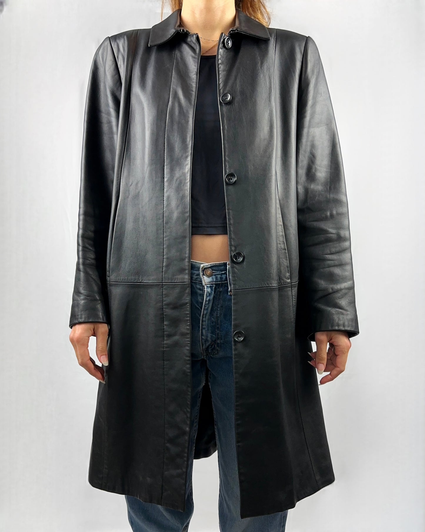 Trench basic in vera pelle