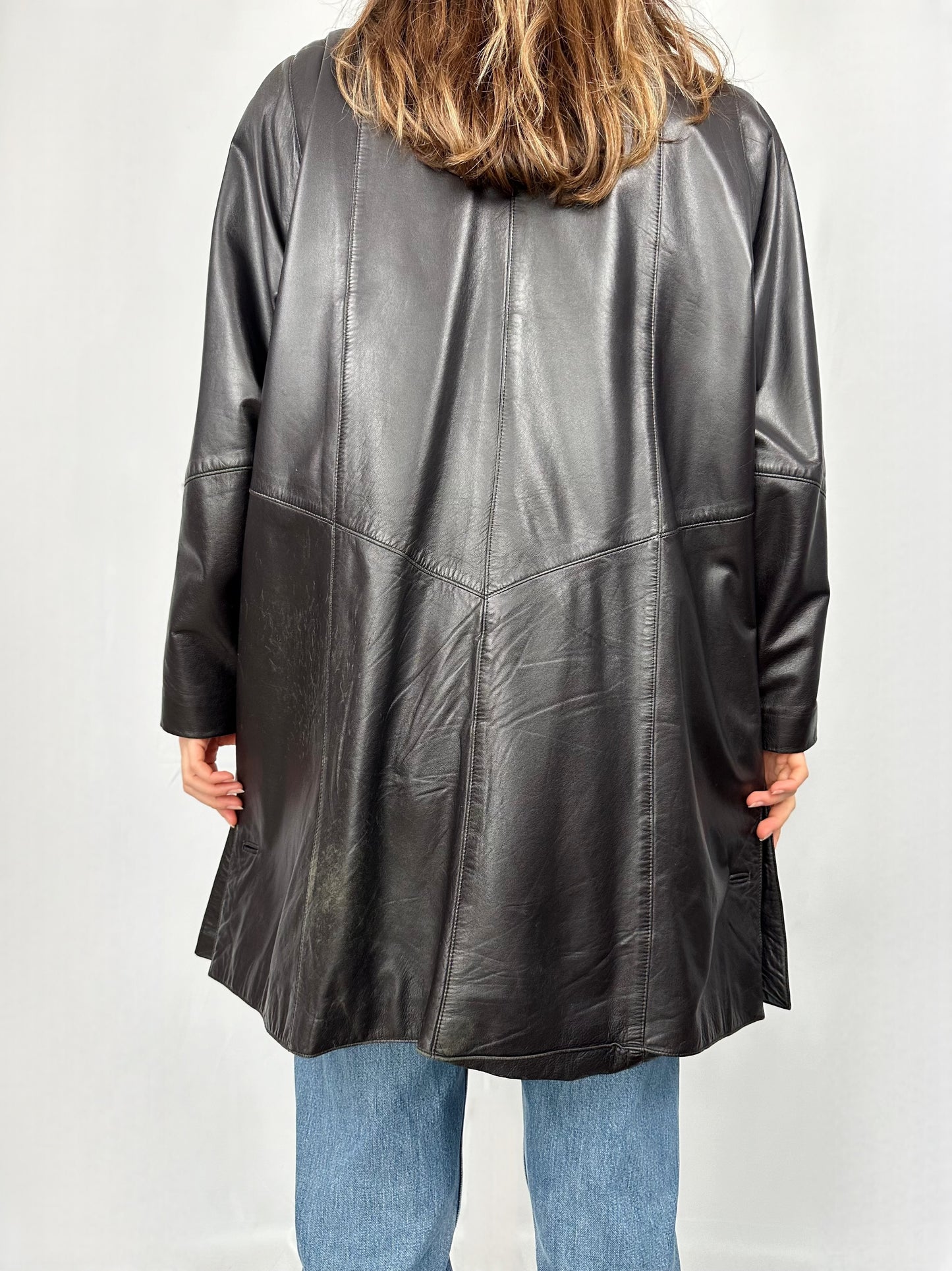 Trench in vera pelle viola scuro