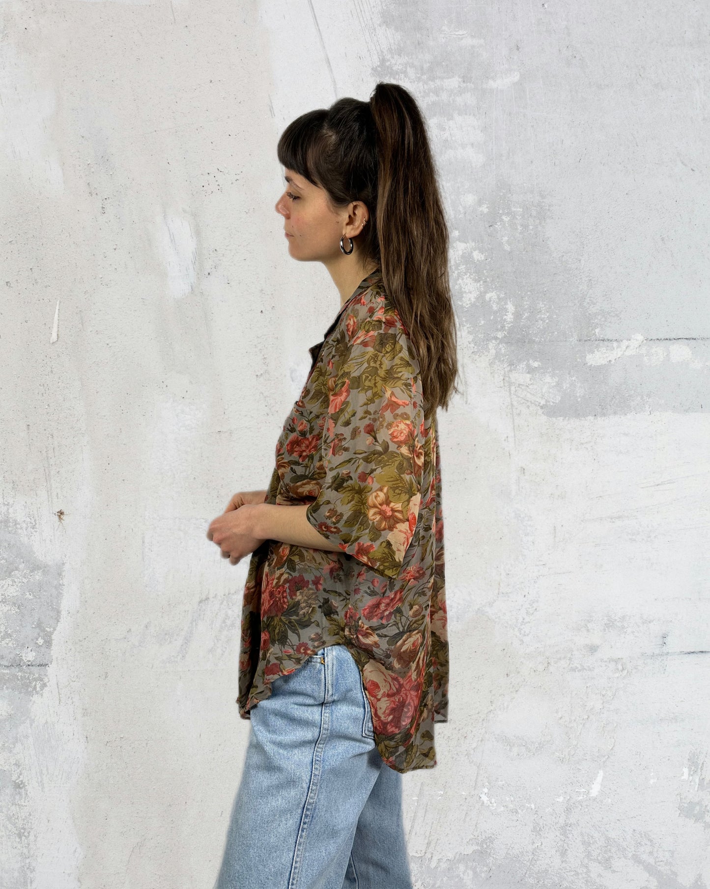 Camicia trasparente in pura seta