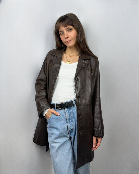 Trench in vera pelle brown