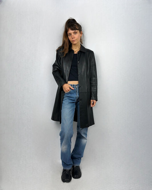 Trench basic in vera pelle