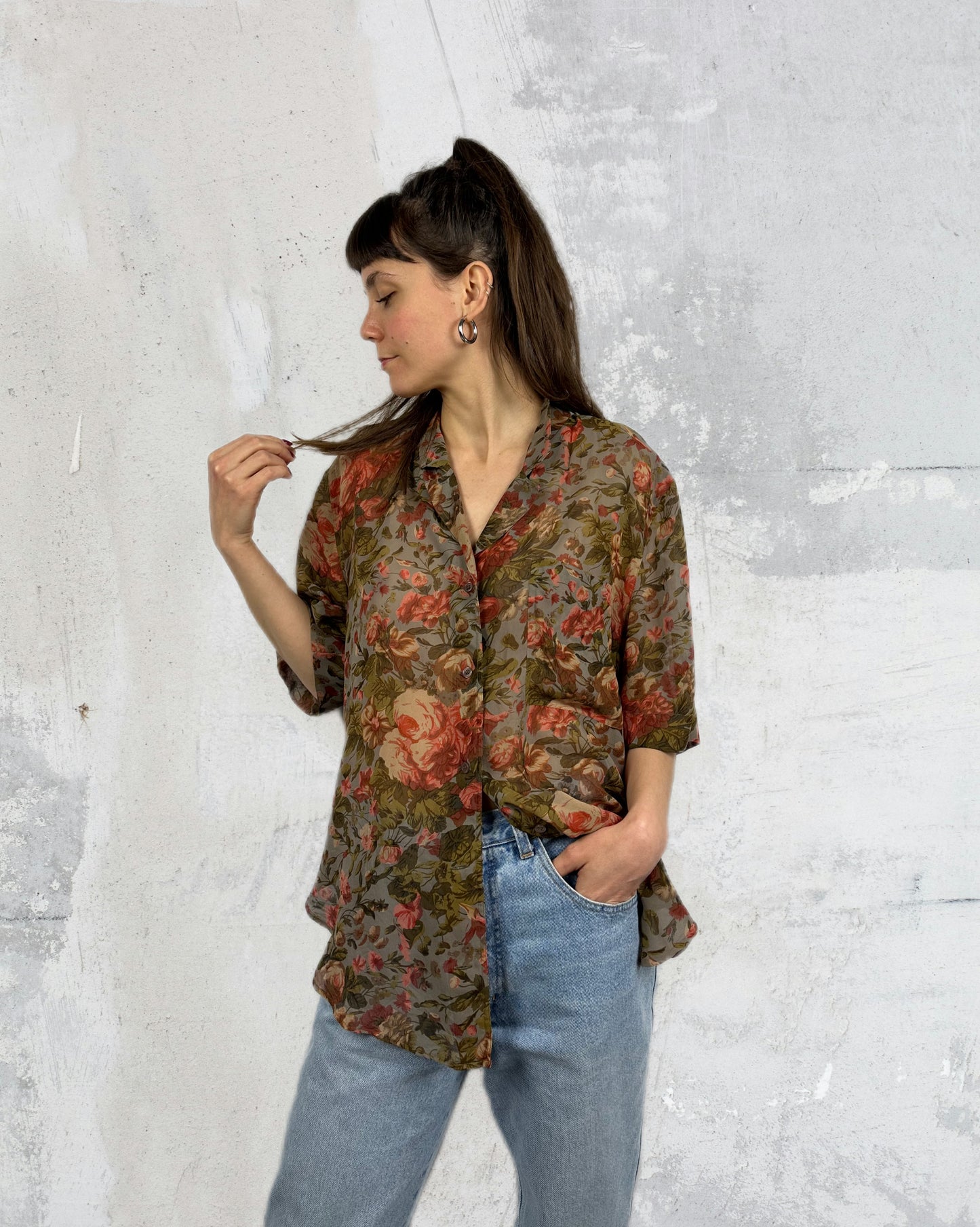 Camicia trasparente in pura seta