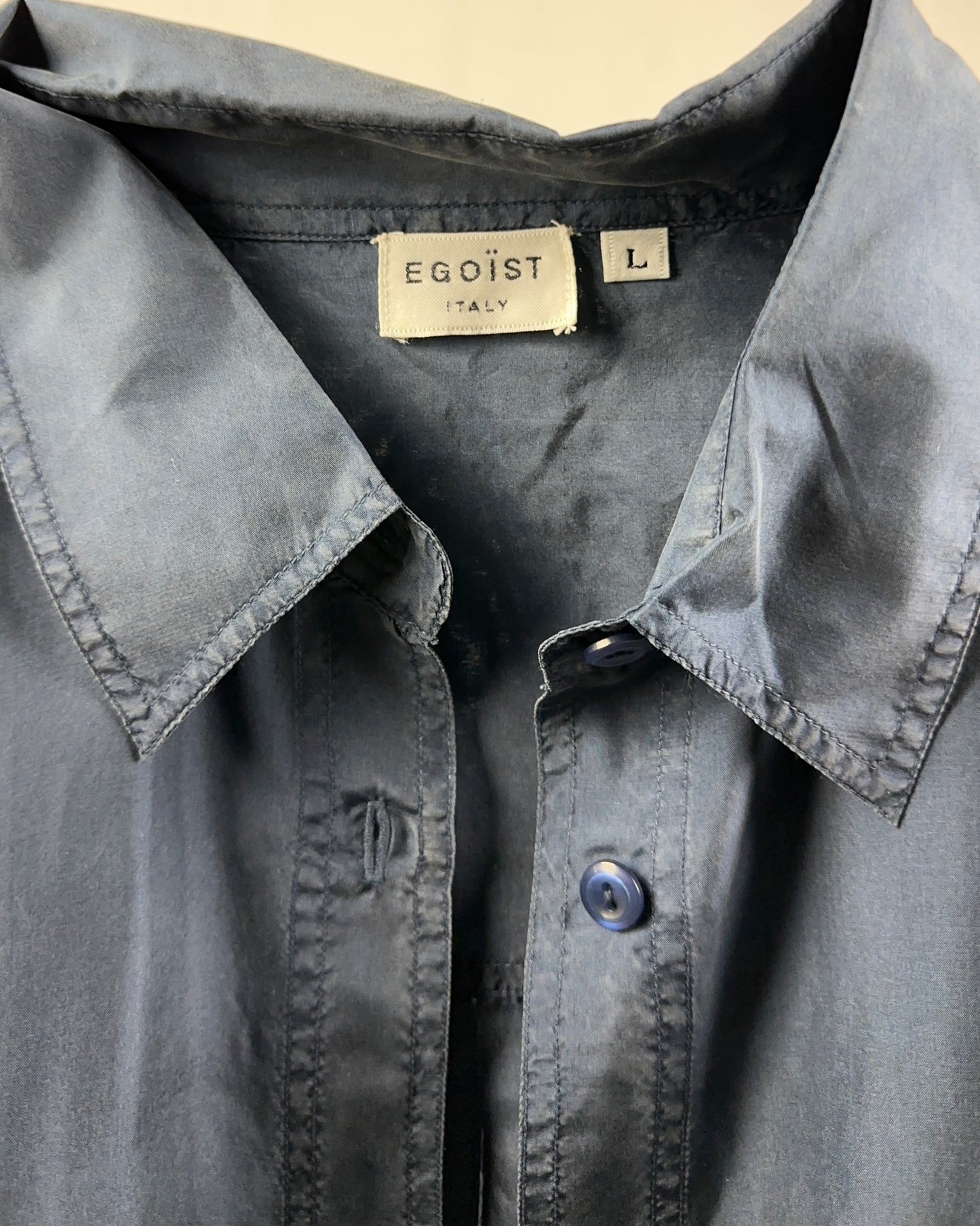 Camicia blu marino in pura seta