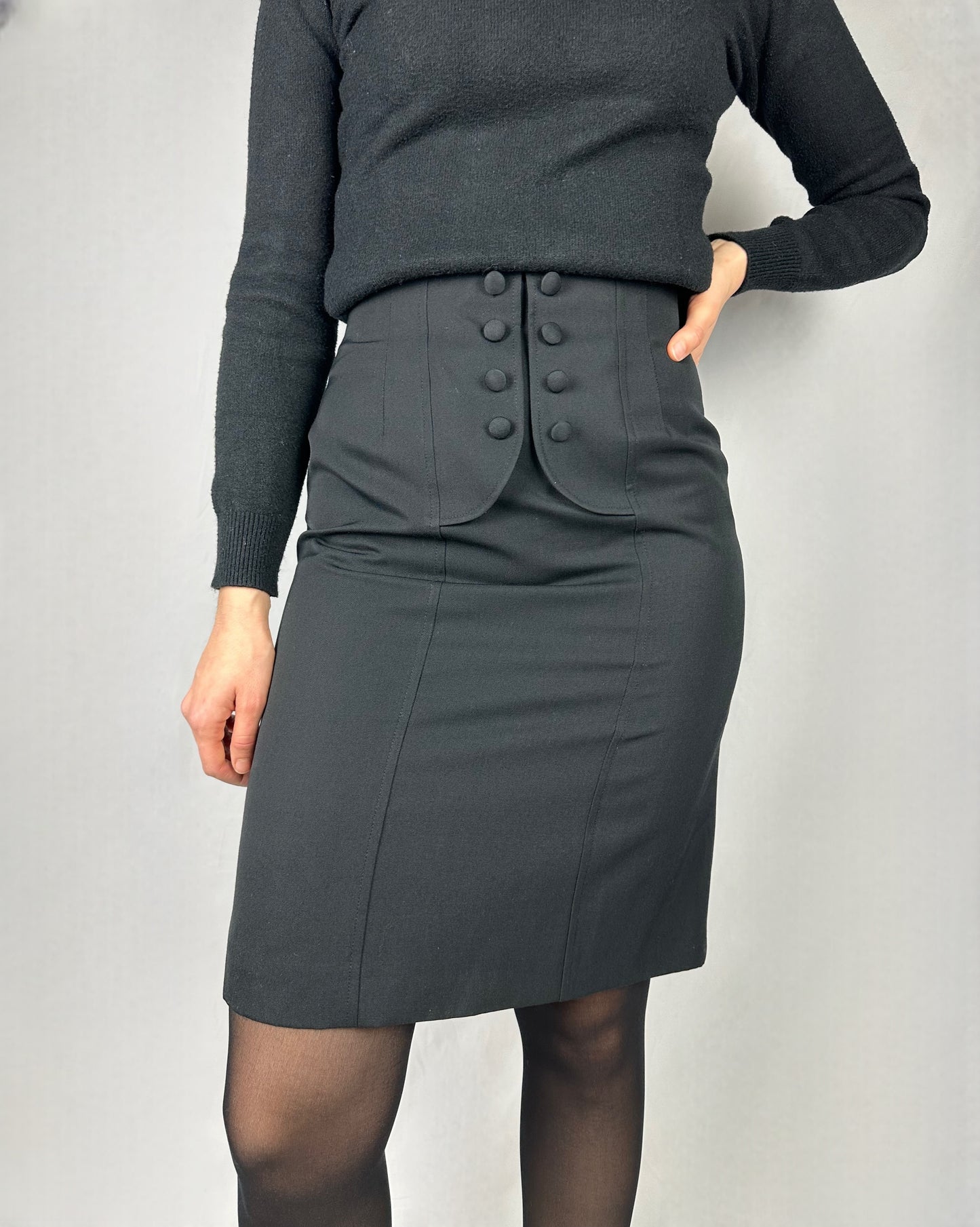 Gonna bottoncina in misto lana