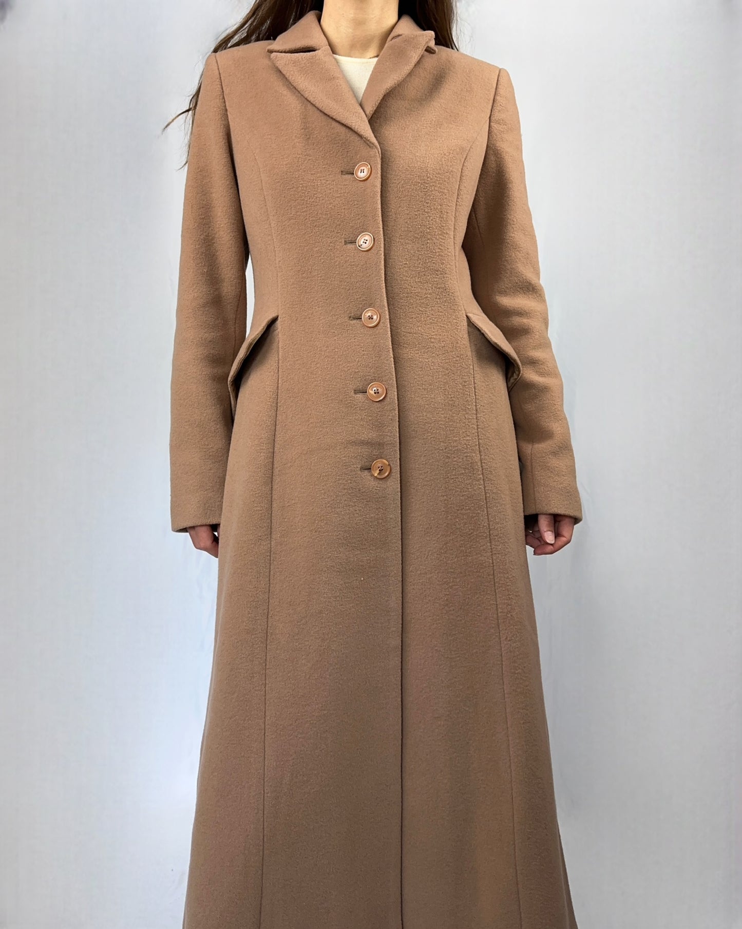 Cappotto lunghissimo in lana e cashmere