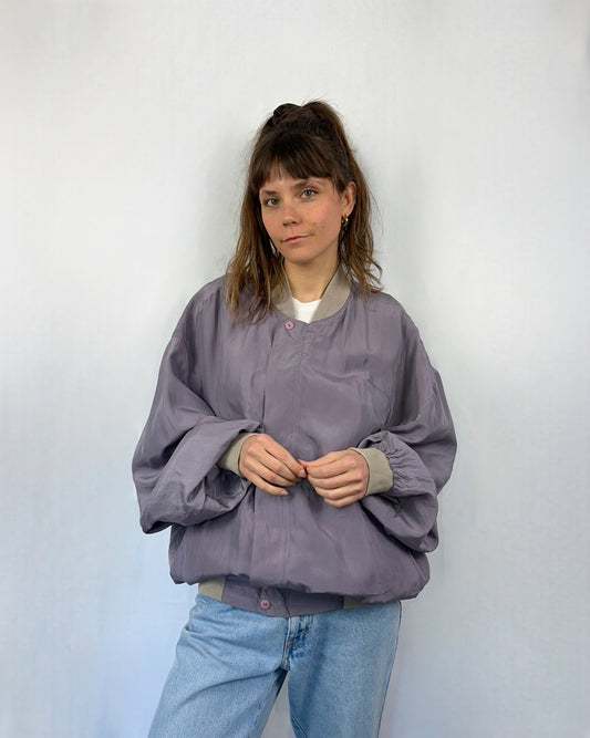 Bomber lilla in pura seta