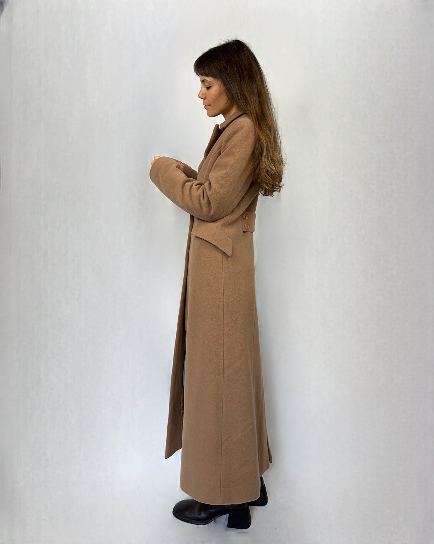 Cappotto lunghissimo in lana e cashmere