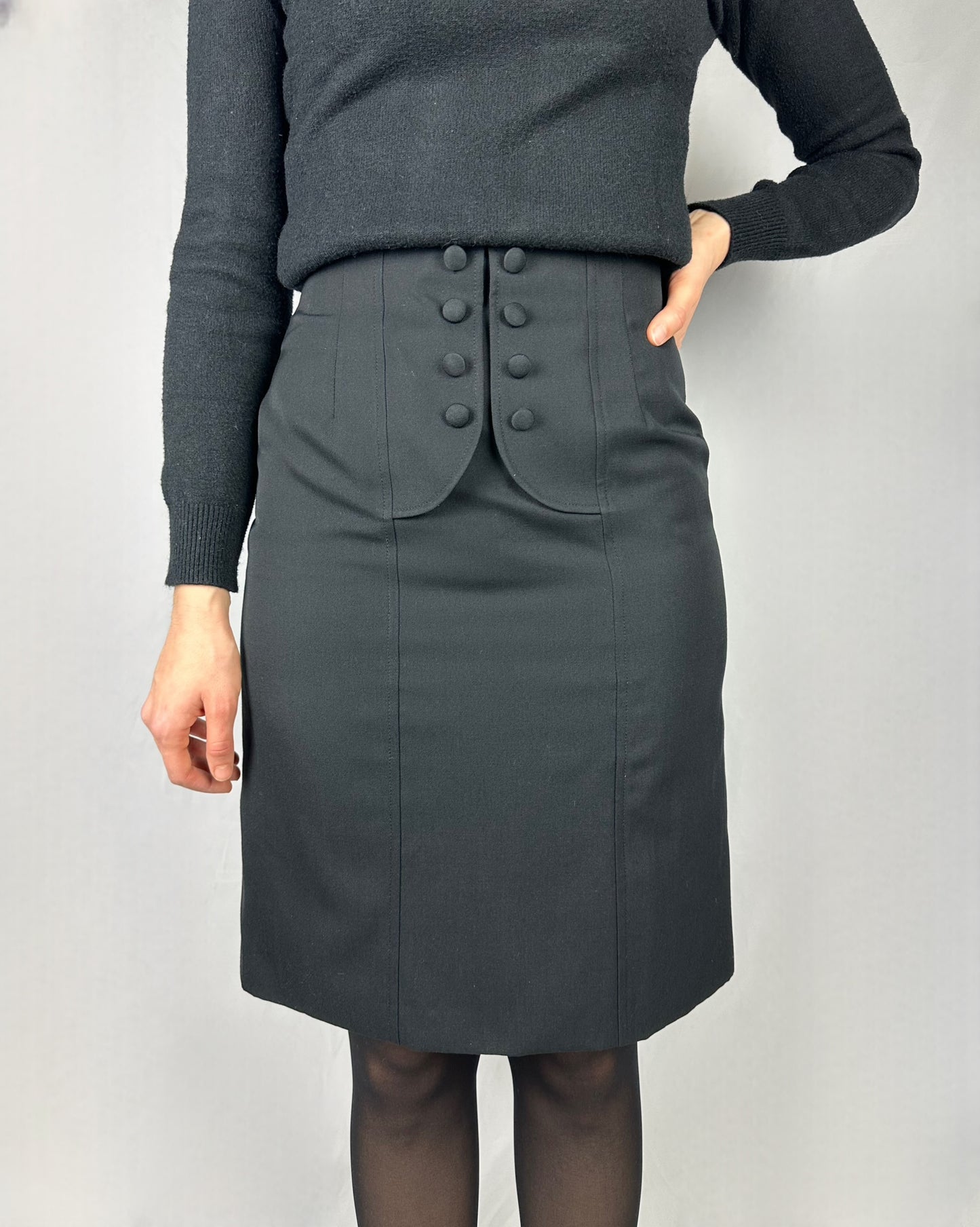 Gonna bottoncina in misto lana