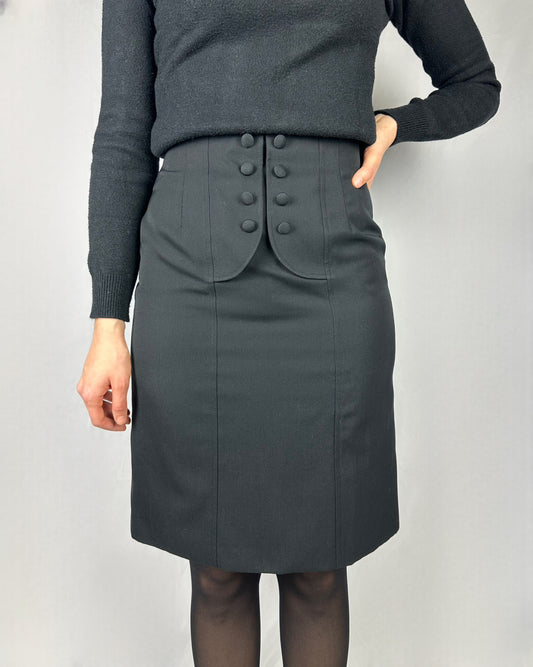 Gonna bottoncina in misto lana