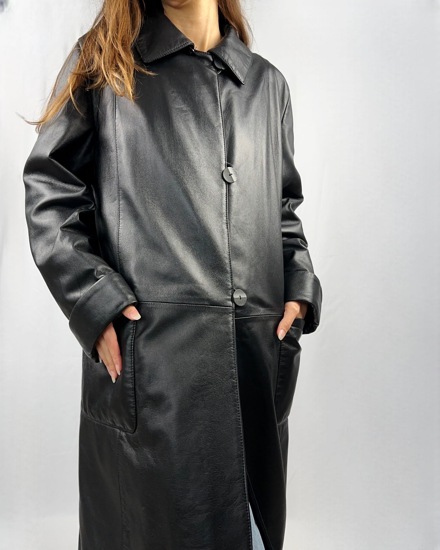 Trench morbido in vera pelle