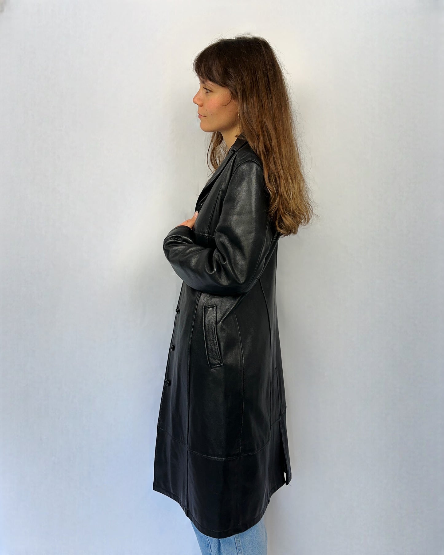 Trench minimal in vera pelle