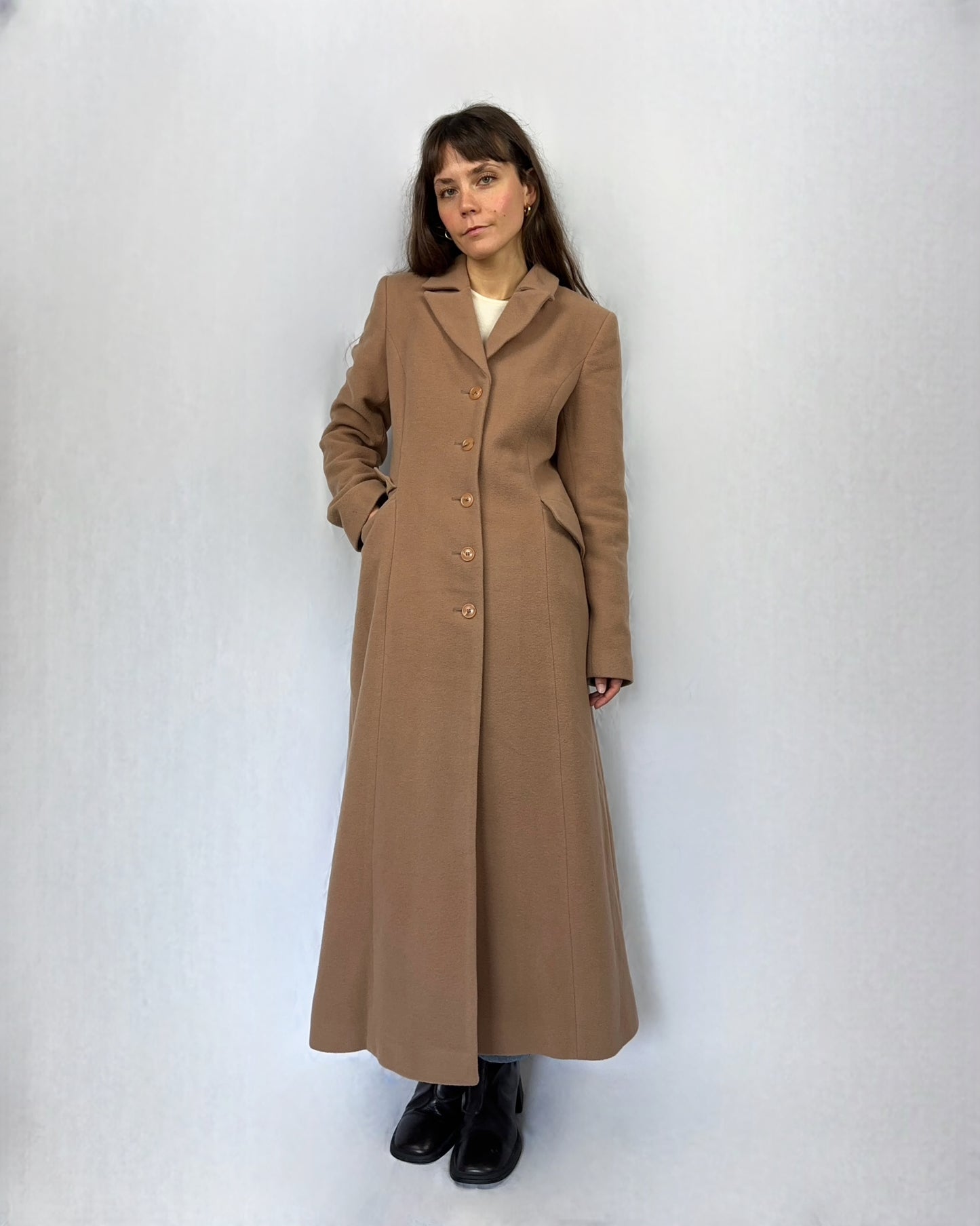 Cappotto lunghissimo in lana e cashmere